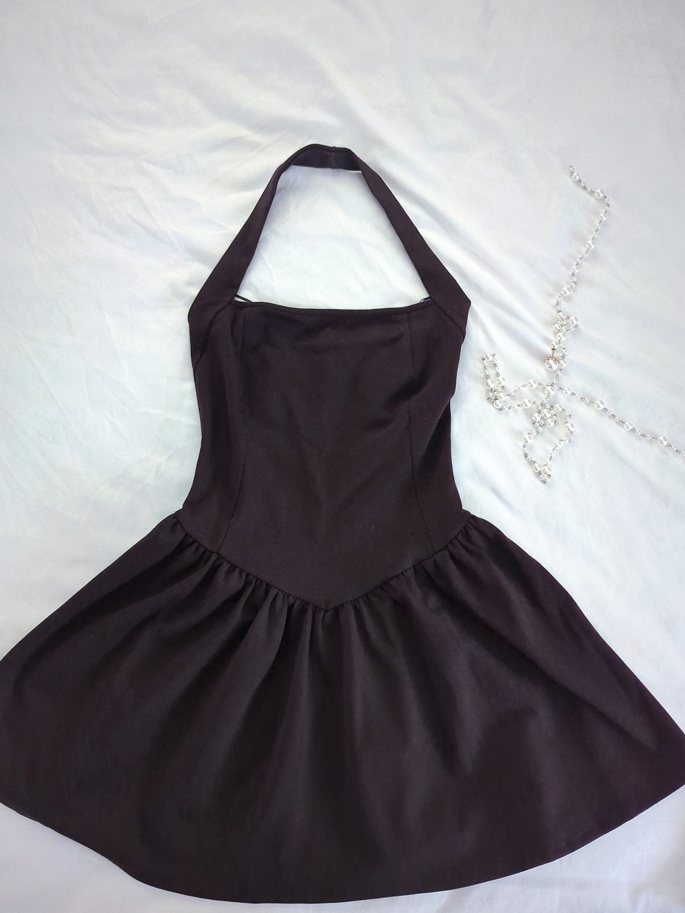 Halter Fit-and-Flare Dress in Deep Plum - Picture 2 of 4